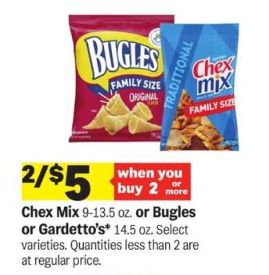 Chex Mix or Bugles or Gardetto's
