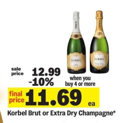 Korbel Brut or Extra Dry Champagne*
