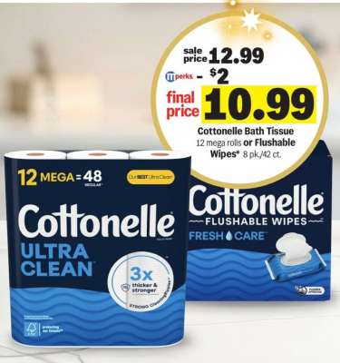 Cottonelle Bath Tissue or Flushable Wipes