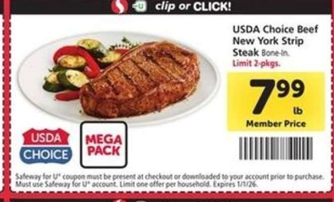 USDA Choice Beef New York Strip Steak Bone-In