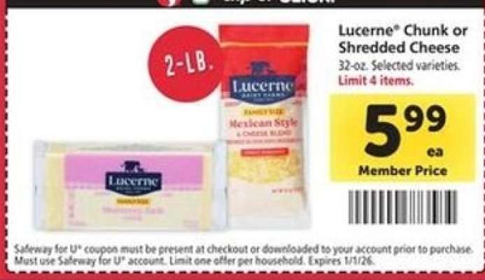 Lucerne Chunk or Shredded Cheese