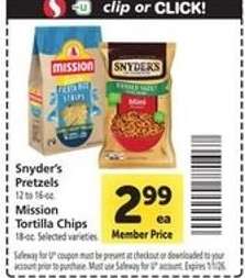 Snyder's Pretzels / Mission Tortilla Chips
