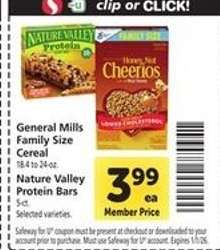 General Mills Family Size Cereal & Nature Valley Protein Bars