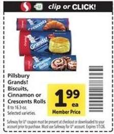 Pillsbury Grands! Biscuits, Cinnamon or Crescents Rolls