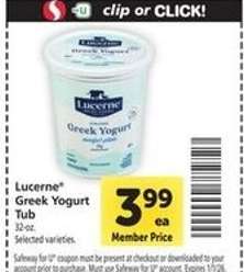 Lucerne Greek Yogurt Tub