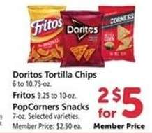 Doritos Tortilla Chips, Fritos, PopCorners Snacks