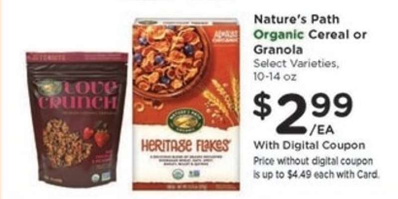 Nature's Path Organic Cereal or Granola