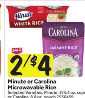 Minute or Carolina Microwavable Rice