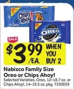 Nabisco Family Size Oreo or Chips Ahoy!