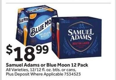 Samuel Adams or Blue Moon 12 Pack