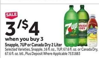 Snapple, 7UP or Canada Dry 2 Liter