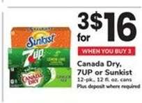 Canada Dry, 7UP or Sunkist