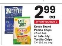 Kettle Brand Potato Chips or Late July Tortilla Chips