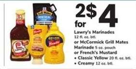 Lawry's Marinades or McCormick Grill Mates Marinade or French's Mustard
