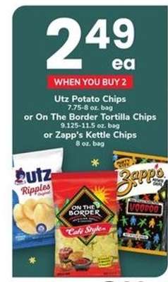 Utz Potato Chips, On The Border Tortilla Chips, Zapp's Kettle Chips