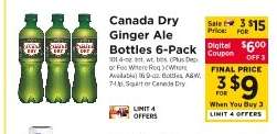 Canada Dry Ginger Ale Bottles 6-Pack
