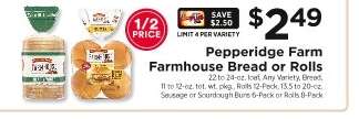 Pepperidge Farm Farmhouse Bread or Rolls