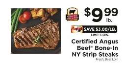 Certified Angus Beef Bone-In NY Strip Steaks