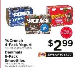 YoCrunch 4-Pack Yogurt / Danimals 6-Pack Smoothies