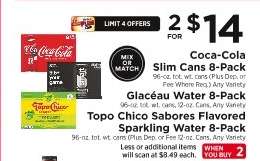 Coca-Cola Slim Cans 8-Pack, Glacéau Water 8-Pack, Topo Chico Sabores Flavored Sparkling Water 8-Pack