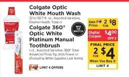 Colgate Optic White Mouth Wash or Colgate 360° Optic White Platinum Manual Toothbrush