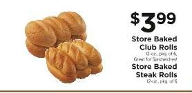 Store Baked Club Rolls / Store Baked Steak Rolls