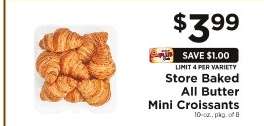 Store Baked All Butter Mini Croissants