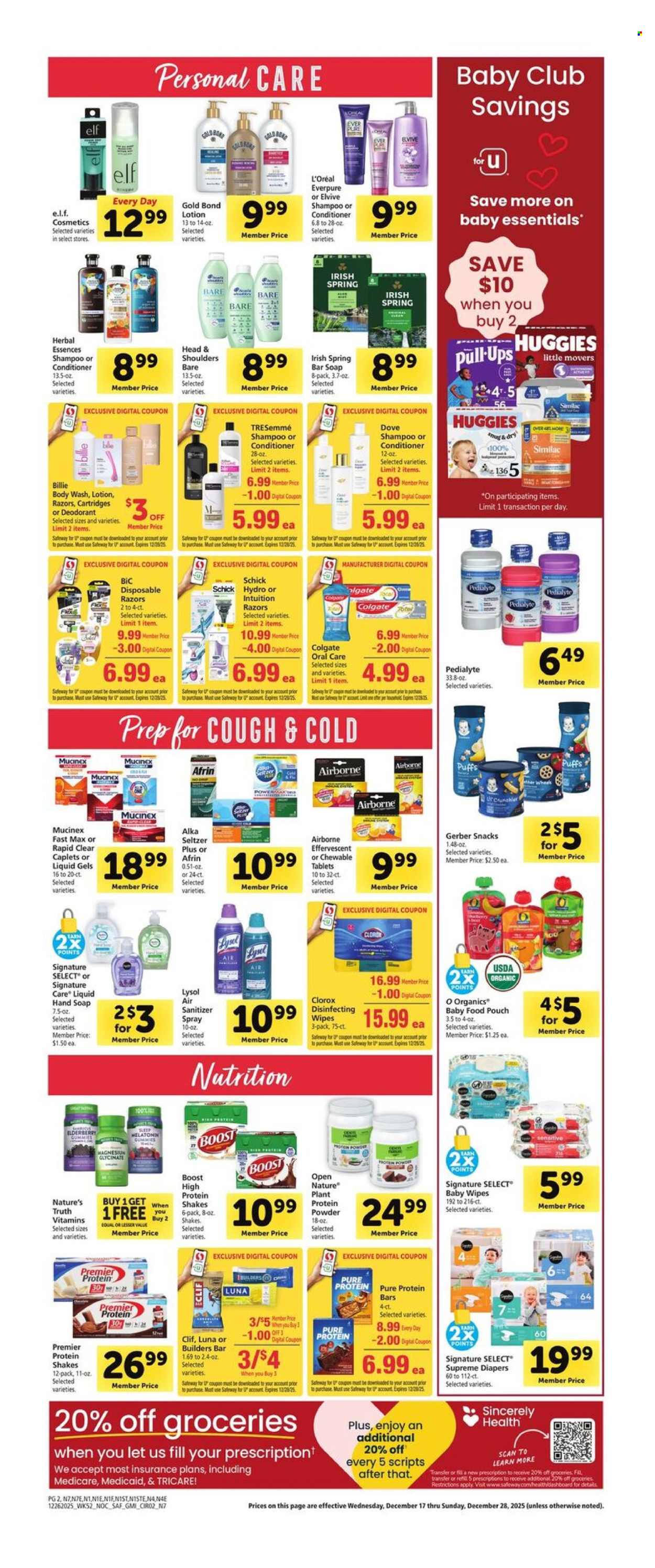 Safeway ad - 12/17/2025 - 12/28/2025. Page 2