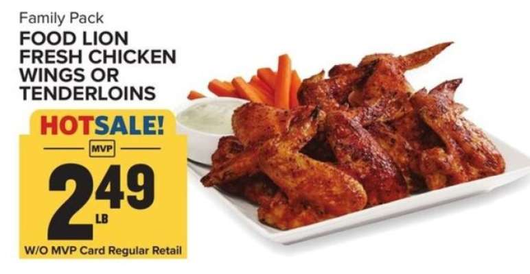 FOOD LION FRESH CHICKEN WINGS OR TENDERLOINS
