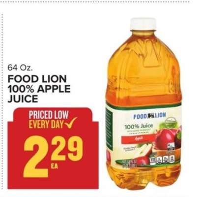 FOOD LION 100% APPLE JUICE