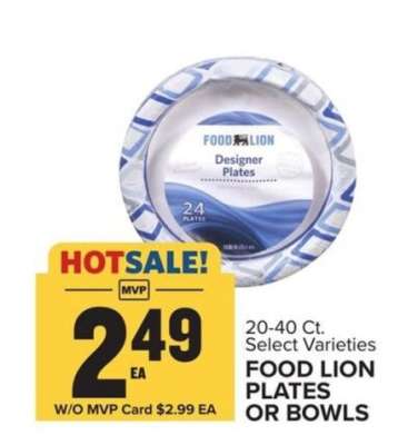 Food Lion Plates or Bowls