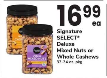 Signature SELECT Deluxe Mixed Nuts or Whole Cashews