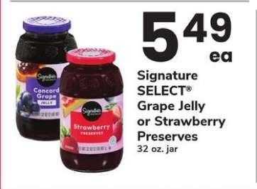 Signature SELECT Grape Jelly or Strawberry Preserves