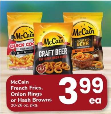 McCain French Fries, Onion Rings or Hash Browns