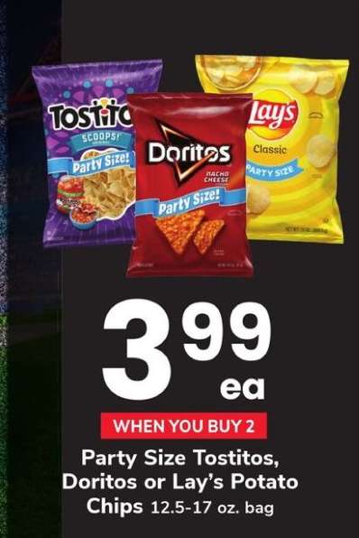 Party Size Tostitos, Doritos or Lay’s Potato Chips