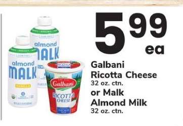 Galbani Ricotta Cheese or Malk Almond Milk