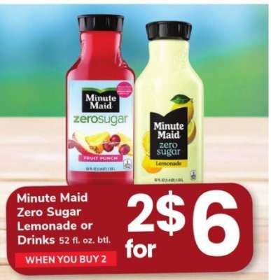 Minute Maid Zero Sugar Lemonade or Drinks