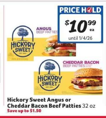 Hickory Sweet Angus or Cheddar Bacon Beef Patties