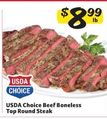 USDA Choice Beef Boneless Top Round Steak