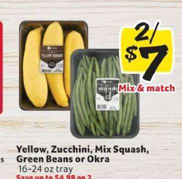 Yellow, Zucchini, Mix Squash, Green Beans or Okra