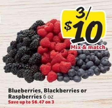 Blueberries, Blackberries or Raspberries