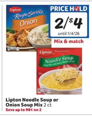 Lipton Noodle Soup or Onion Soup Mix