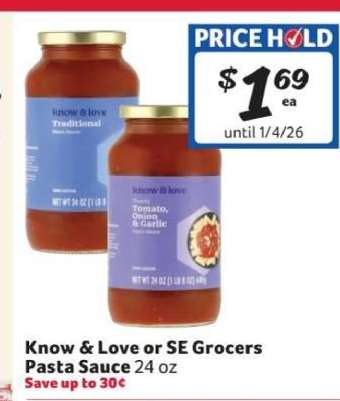 Know & Love or SE Grocers Pasta Sauce