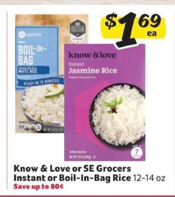 Know & Love or SE Grocers Instant or Boil In Bag Rice