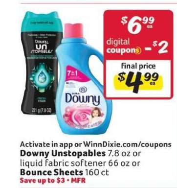 Downy Unstopables or Liquid Fabric Softener or Bounce Sheets