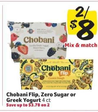 Chobani Flip, Zero Sugar or Greek Yogurt