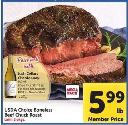 USDA Choice Boneless Beef Chuck Roast