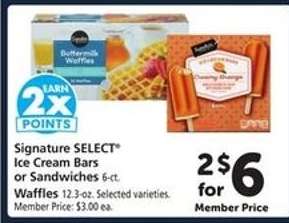 Signature SELECT Ice Cream Bars or Sandwiches