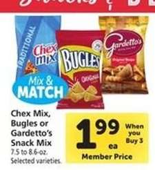 Chex Mix, Bugles or Gardetto's Snack Mix
