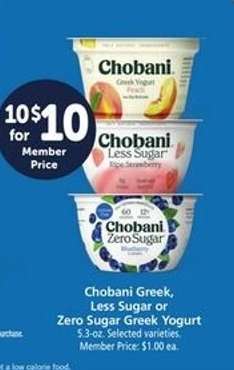 Chobani Greek, Less Sugar or Zero Sugar Greek Yogurt